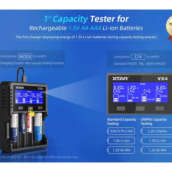 Xtar VX4 Visible Mixer 4-Bay Smart Charger - With or Without PD20W Adapter