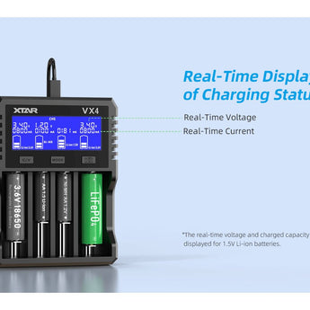 Xtar VX4 Visible Mixer 4-Bay Smart Charger - With or Without PD20W Adapter