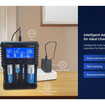 Xtar VX4 Visible Mixer 4-Bay Smart Charger - With or Without PD20W Adapter