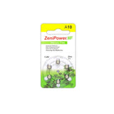 ZeniPower MF10 (6PK) Size 10 95mAh 1.45V Zinc Air Yellow Hearing Aid Batteries - 6-Pack Retail Card