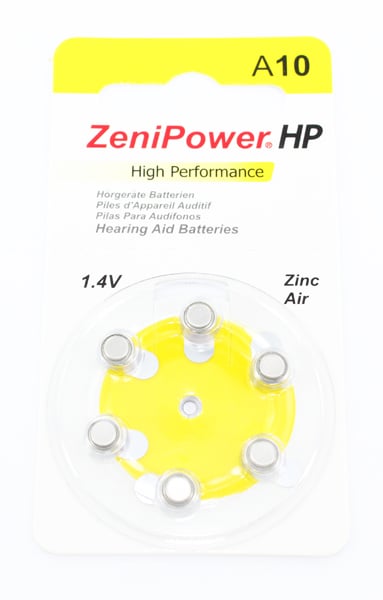 ZeniPower HP 10 (A10) Hearing Aid Zinc Air Battery - 6-Pack