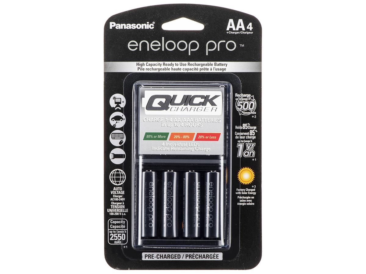 Panasonic Eneloop Pro BK-3HCCA-8BA AA 2550mAh 1.2V Low Self Discharge  Nickel Metal Hydride (NiMH) Button Top Batteries - 8 Pack Retail Card