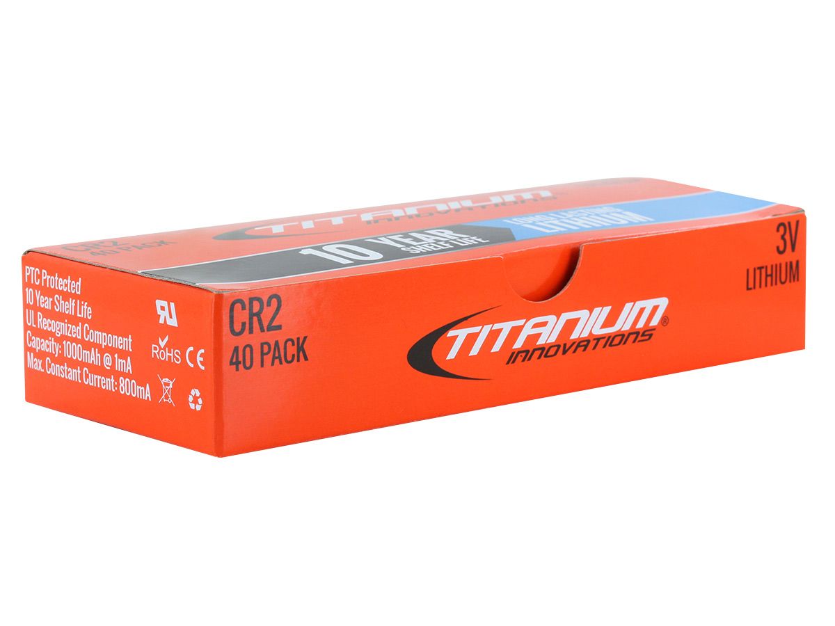Titanium Innovations CR123A 1600mAh 3V 3A Lithium (LiMnO2) Button Top Photo  Battery - Bulk