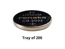 Renata CR2032-IB 225mAh 3V Lithium Primary (LiMNO2) Coin Cell Batteries - Tray of 200