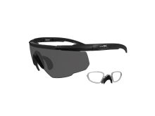 Wiley X Saber Advanced Changeable Sunglasses with High Velocity Protection - Matte Black Frame with Smoke Grey Lenses with Rx Insert (302RX)