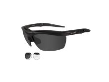 Wiley X Guard Changeable Sunglasses Rx Ready with High Velocity Protection - Matte Black Frame with Smoke Grey - Clear Lens Kit (4004)