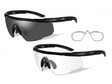Wiley X Saber Advanced Changeable Sunglasses with High Velocity Protection - 2 Matte Black Frames Frame with Smoke Grey - Clear Lens Kit with Rx Insert (307RX)
