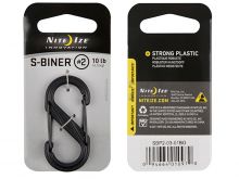 Nite Ize S-Biner SBP2-03-01BG - Plastic Double-Gated Carabiner Clip - #2 - Black with Black Gates