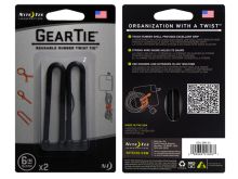 Nite Ize Gear Tie Reusable Rubber Twist Tie - 6-Inch - 2 Pack - Black (GT6-2PK-01)