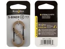 Nite Ize S-Biner SBP2-03-28BG - Plastic Double-Gated Carabiner Clip - #2 - Coyote with Black Gates