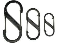 Nite Ize S-Biner - Stainless Steel Double-Gated Carabiner Clip - 3 Pack Assorted Sizes - Black (SB234-03-01)