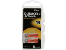 Duracell DA13-B8 (8PK) Size 13 290mAh 1.45V Zinc Air EasyTab Orange Hearing Aid Batteries (DA13B8) - 8 Piece Retail Card