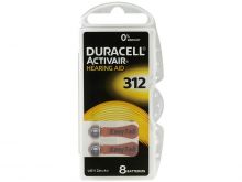 Duracell DA312-B8 (8PK) Size 312 170mAh 1.45V Zinc Air EasyTab Brown Hearing Aid Batteries (DA312B8) - 8 Piece Retail Card