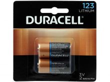 Duracell Ultra DL123A (2PK) CR123A 1550mAh 3V Lithium (LiMNO2) Button Top Photo Batteries (DL123AB2PK) - 2 Pack Retail Card