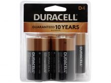 Duracell Coppertop Duralock MN1300-R4 D-cell 1.5V Alkaline Button Top Batteries (MN1300R4) - 4 Piece Clam Shell