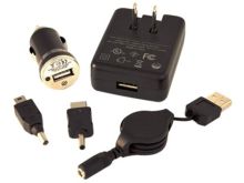 eGear Universal USB Charging Kit 100-240V 1A Output AC Wall Adapter and 12V Car Converter - Black or White