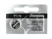 Energizer 357/303 150mAh 1.55V Silver Oxide Coin Cell Battery (D303, D357, D303/357, GS13, 228, 357, 280-62, 76A) - 1 Piece Tear Strip, Sold Individually