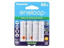 Panasonic Eneloop BK-3MCCA-4BA AA 2000mAh 1.2V Low Self Discharge Nickel Metal Hydride (NiMH) Button Top Batteries - 4 Pack Retail Card