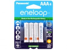 Panasonic Eneloop BK-4MCCA-4BA AAA 800mAh 1.2V Low Self Discharge Nickel Metal Hydride (NiMH) Button Top Batteries - 4 Pack Retail Card