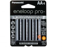 Panasonic Eneloop Pro BK-3HCCA-4BA AA 2550mAh 1.2V Low Self Discharge Nickel Metal Hydride (NiMH) Button Top Batteries - 4 Pack Retail Card