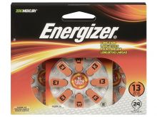 Energizer EZ Turn & Lock AZ13-DP (24PK) Size 13 280mAh 1.45V Zinc Air Orange Hearing Aid Batteries - 24 Count Blister Pack