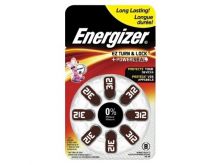 Energizer EZ Turn & Lock AZ312-DP (8PK) Size 312 160mAh 1.45V Zinc Air Brown Hearing Aid Batteries - 8 Count Blister Pack