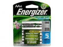 Energizer Recharge NH15-BP-4 AA 2300mAh 1.2V Nickel Metal Hydride (NiMH) Button Top Batteries - 4 Pack Retail Card
