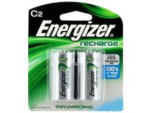 Energizer Recharge NH35-BP-2 C-cell 2500mAh 1.2V Nickel Metal Hydride (NiMH) Button Top Batteries - 2 Piece Retail Card