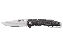 SOG Salute Mini Folding Knife - 3.1-inch Straight Edge, Clip Point - Bead Blasted  or Hardcased Black - Black Handle - Clam Pack