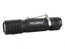 Folomov 18650S LED Flashlight - Nichia 219D - 900 Lumens - Includes 1 x 3.7V 2600mAh 18650 - Black