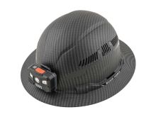 Klein Tools Premium Karbn Pattern Class C Hard Hat with Rechargeable Headlamp - 400 Lumens - Uses Built-In Li-ion Battery Pack
