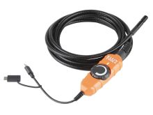 klein tools et16 borescope for android devices, laying flat with gooseneck armored cable