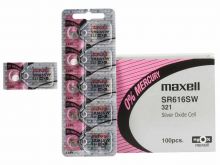 Maxell SR616SW 321 16mAh 1.55V Silver Oxide Button Cell Battery - Hologram Packaging - 1 Piece Tear Strip, Sold Individually