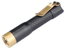 MecArmy PS14 Ti Titanium Neutral, Cool White Dual Color EDC Flashlight - 2 x CREE XPL-HD LEDs - 1200 Lumens - Uses 1 x 14500 (Included) or 1 x AA - Black and Gold