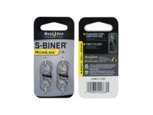 Nite Ize S-Biner MicroLock - Stainless Steel Double-Gated Carabiner with Twisting Lock - 2 Pack - Stainless (LSBM-11-2R3)