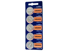 Murata CR2025 160mAh 3V Lithium Primary (LiMNO2) Coin Cell Batteries - 5-Piece Tear Strip