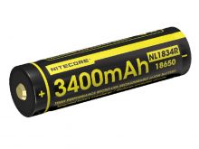 Nitecore NL1834R 18650 3400mAh 3.6V Protected Lithium Ion (Li-ion) Button Top Battery with Built In Micro-USB Charging Port