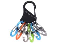 Nite Ize KeyRack Locker - Stainless Steel Carabiner with 6 x Polycarbonate S-Biner MicroLock Carabiner Clips - Black with Colorful Clips (KLKP-01-R3)