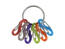 Nite Ize S-Biner KeyRing - Stainless Steel Ring with 6 x Plastic #0 S-Biner Carabiner Clips - Stainless Steel with Transparent S-biners