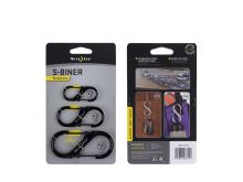 Nite Ize S-Biner SlideLock - Stainless Steel Double-Gated Carabiners with Sliding Locks - 3 Pack Assorted Sizes - Black (LSBC-01-R6)