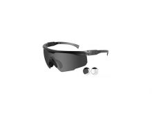 Wiley X PT-1 Changeable Sunglasses Rx Ready with High Velocity Protection - Matte Black Frame with Smoke Grey - Clear Lens Kit with Rx Insert (PT-1SCRX)