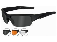 Wiley X WX Valor Changeable Sunglasses Rx Ready with High Velocity Protection - Matte Black Frame with Smoke Grey - Clear - Light Rust Lens Kit (CHVAL06)