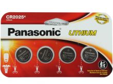 Panasonic CR2025 165mAh 3V Lithium (LiMnO2) Coin Cell Battery - 4 Piece Wide Size Carded Packaging