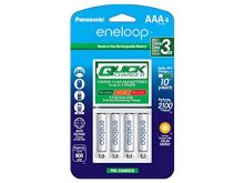 Panasonic Eneloop 4-Position Quick Charger with 4 x 800mAh NiMH Low Self Discharge AAA Batteries (K-KJ55M3A4BA)