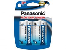 Panasonic Platinum Power LR20XP-4B D-cell 1.5V Alkaline Button Top Batteries - 4-Pack Retail Card