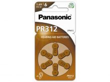Panasonic PR312 (6PK) Size 312 170mAh 1.4V Zinc Air Hearing Aid Batteries - 6 Pack Retail Card
