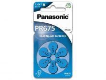 Panasonic PR675 (6PK) Size 675 605mAh 1.4V Zinc Air Hearing Aid Batteries - 6 Pack Retail Card