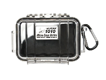COMBO KIT: Pelican 1010 Watertight Case- Clear Black / 12 Rayovac CR123Afts / Pre-Cut Foam Insert