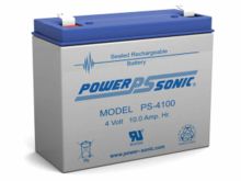 Power-Sonic PS-4100 10AH 4V Rechargeable Sealed Lead Acid (SLA) Battery - F1 Terminal