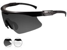 Wiley X PT-1 Changeable Sunglasses with High Velocity Protection - Matte Black Frame with Smoke Grey - Clear Lens Kit (PT-1SC)
